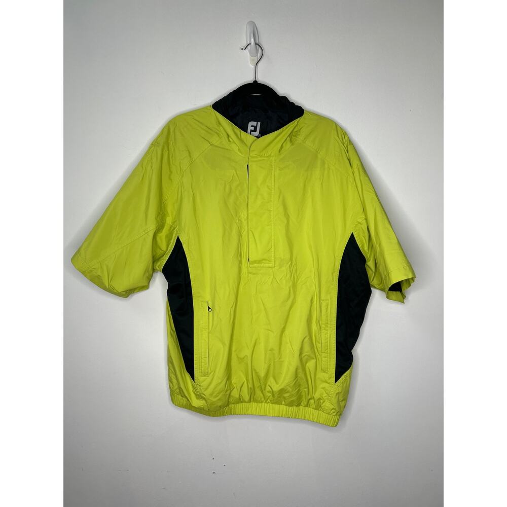 FootJoy Dryjoys Men's Size L Short Sleeve Golf Windbreaker Weather Jacket Yellow